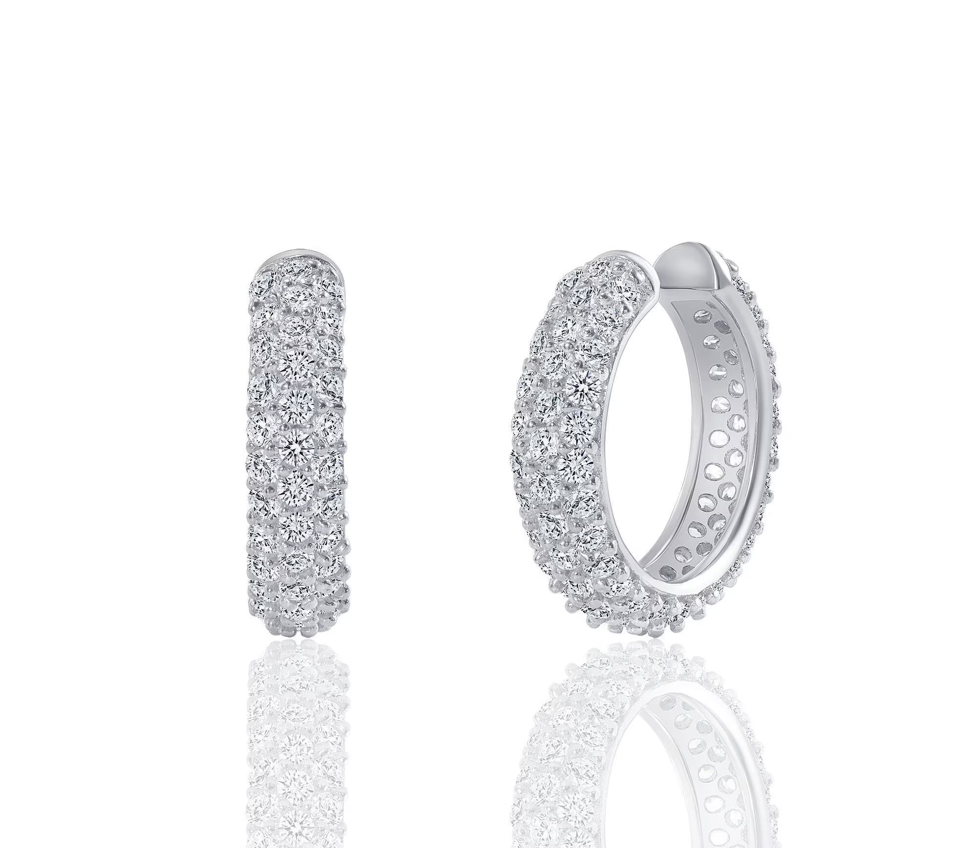 Cubic Zirconia Sterling Silver Ear Cuff: Non Pierced Domed Wrap