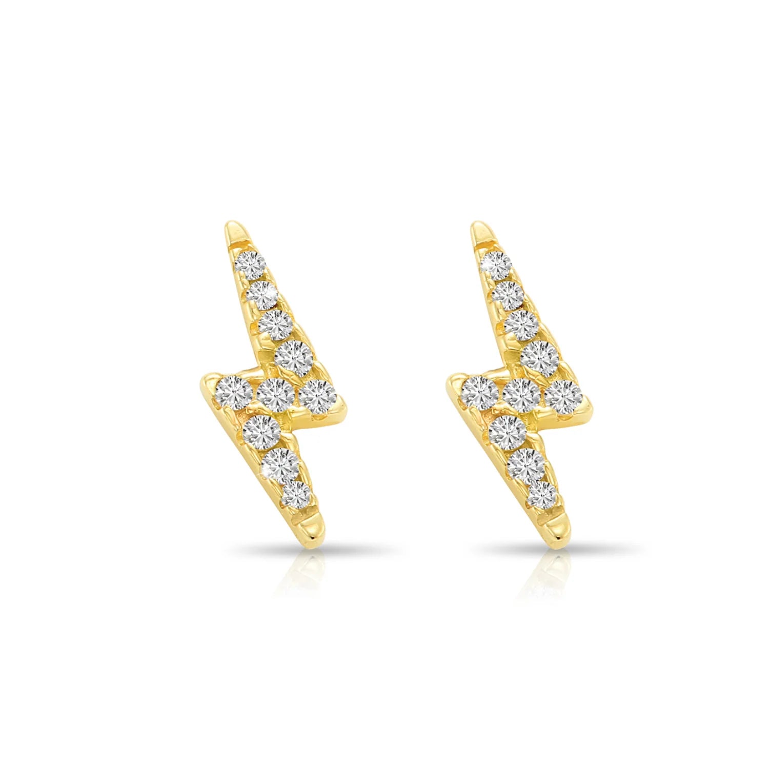 14K Solid Yellow Gold Lightning Bolt Studs, with Screw on Screwbacks