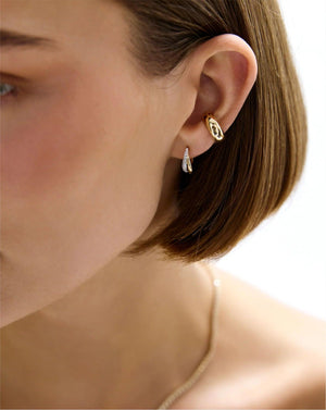 Stunning Double Row Diamond Hoop Earrings.