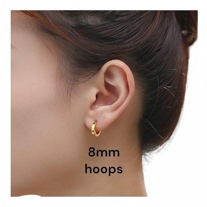 22K Gold Hoop Earrings - 916 Pure Gold (Size 8 Mm) 916 Gold Hoop/Pure Gold 2.56G