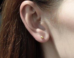 Solid Gold 14K Ball Post Studs Tiny Simple Sphere Earrings Men Women Kids Ear Decor round Bead Earlobe Piercing Minimalist Unisex Jewelry