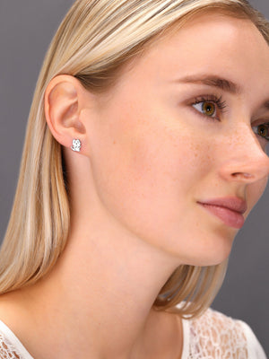 CZ Grumpy Cat Stud Earrings in Sterling Silver