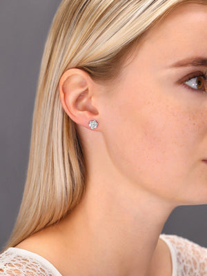 Stunning CZ Flower Stud Earrings in Sterling Silver - Perfect Gift!.