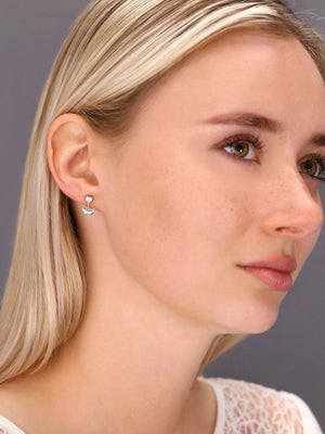 Stunning CZ Angel Wing Love Stud Earrings in Elegant Sterling Silver.