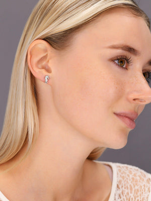 Enchanting CZ Seahorse Stud Earrings in Elegant Sterling Silver.