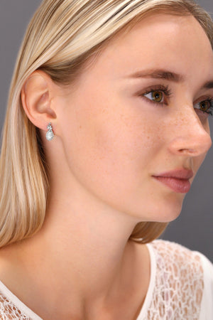 Sterling Silver Pineapple Stud Earrings with CZ - Tropical Fruit Charm.