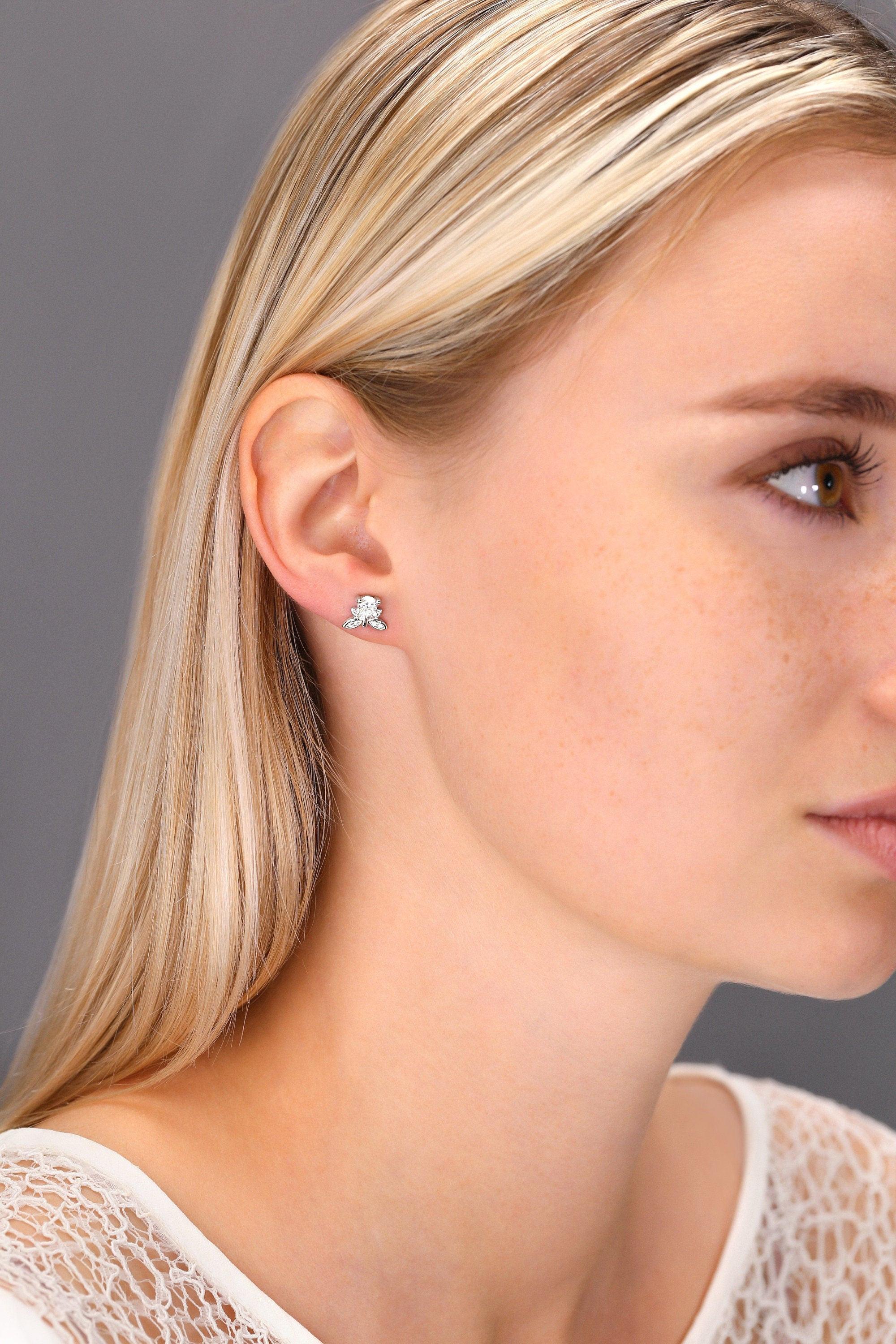 Stunning Sterling Silver CZ Dragonfly Stud Earrings.