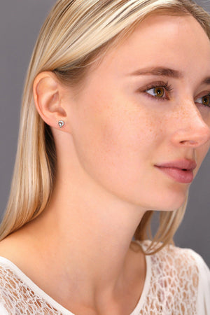 Elegant CZ Teardrop Stud Earrings in Sterling Silver.