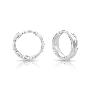 14K Gold Hand Engraved Huggies, Dainty 10Mm Minimalist Gold Earrings, Available in 14K Yellow or White Gold, Handmade by TILO Jewelry