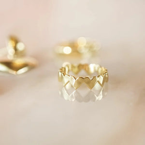 Heart Crown Band Ring 18Ct Gold Plate