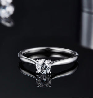 0.5Ct Diamond Engagement Ring, Solitaire Certified Moissanite Diamond Ring, Gold Simple Engagement Ring, Promise Ring, Anniversary Ring