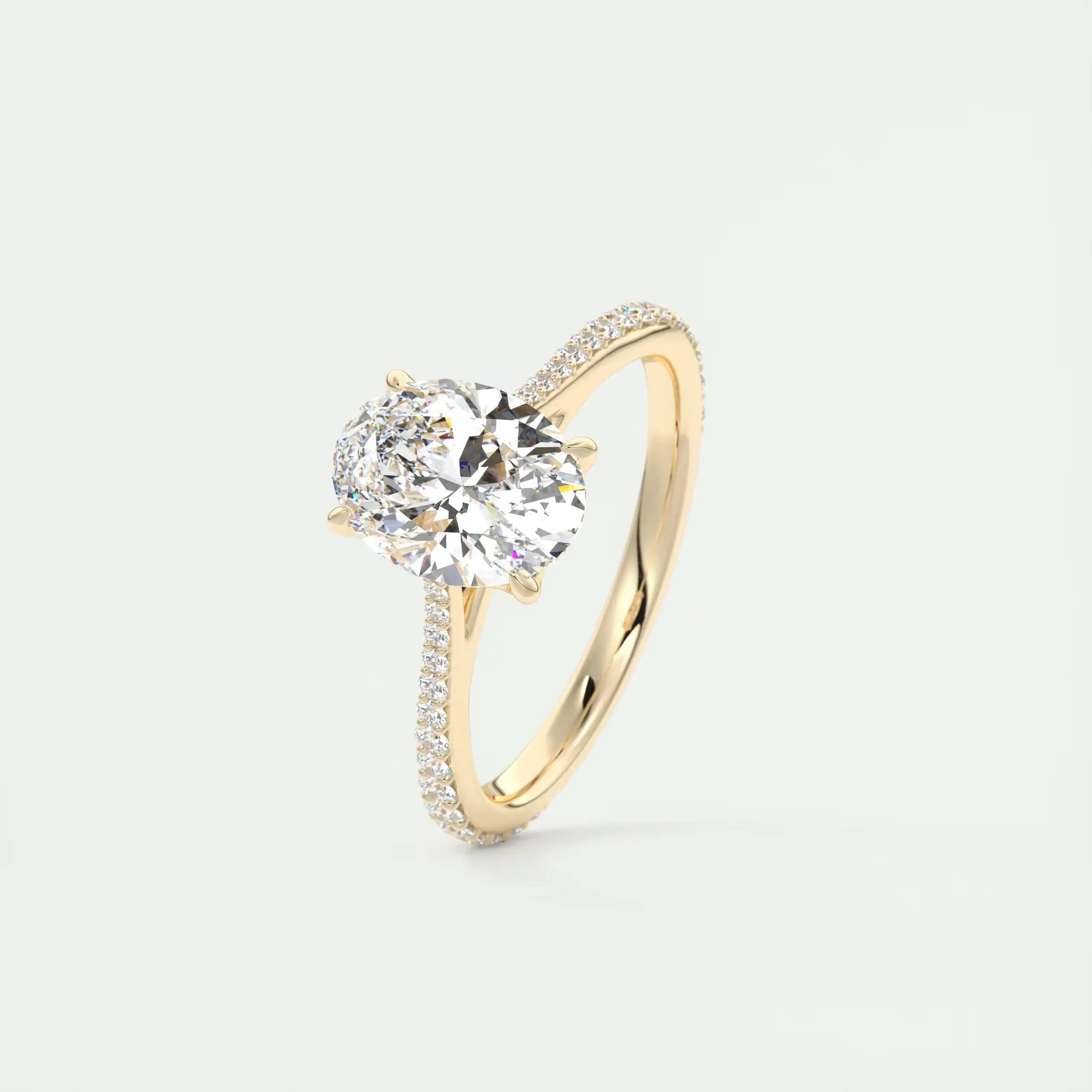 2.35 TCW Oval Cut Lab Grown Diamond Solitaire Accent Ring, 14K Solid Gold Engagement Ring, Wedding Ring, Bridal Ring, Anniversary Gift Ring.