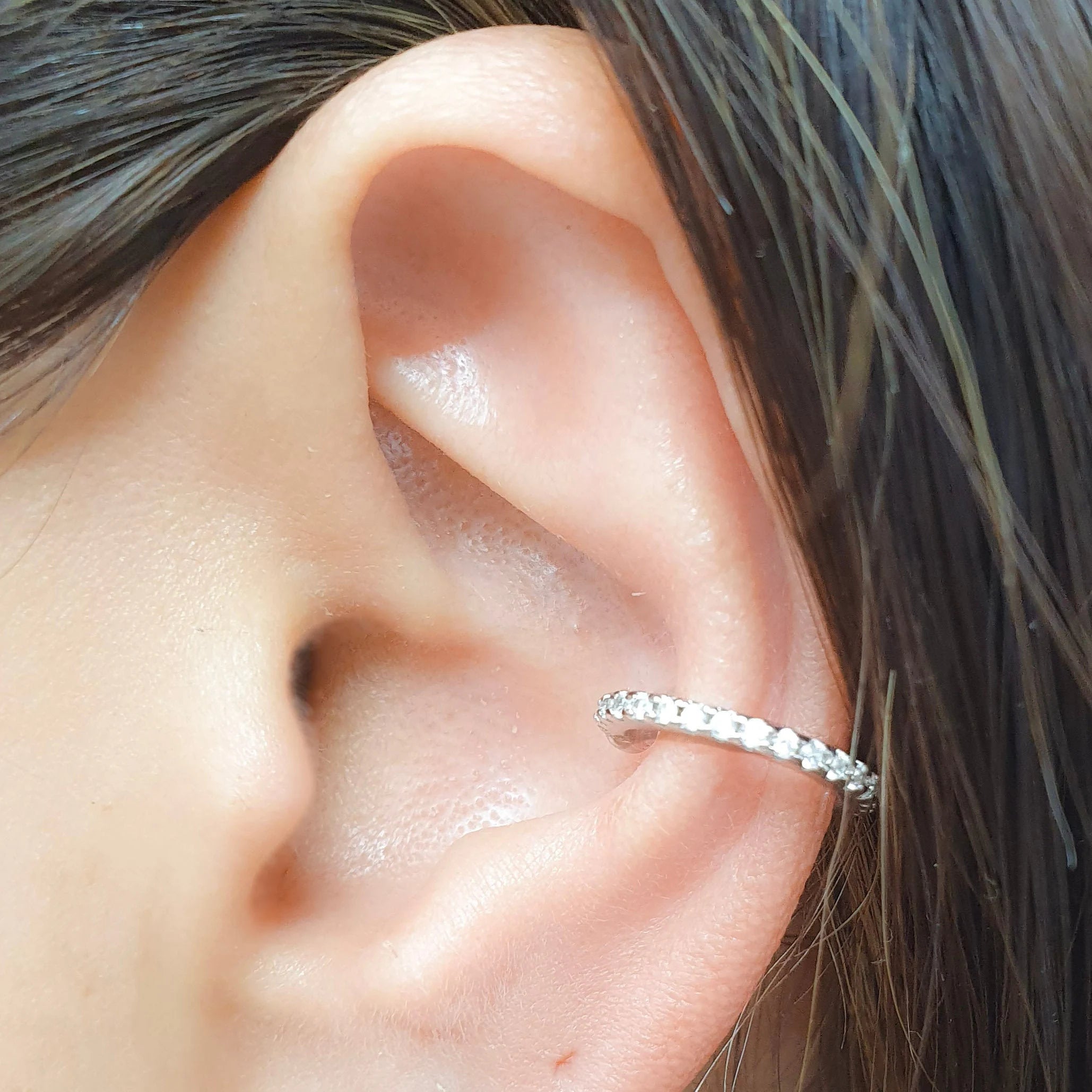 Ear Cuff Earring Cubic Zirconia Diamond Cuff in Gold Rose or Silver