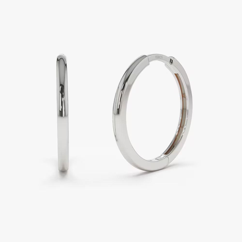 14K Gold Dainty 20mm Hoop Earrings - Elegant Ferkos Fine Jewelry Gift for Her.