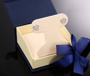 CZ Curved Heart Stud Earrings, 1016 in Sterling Silver