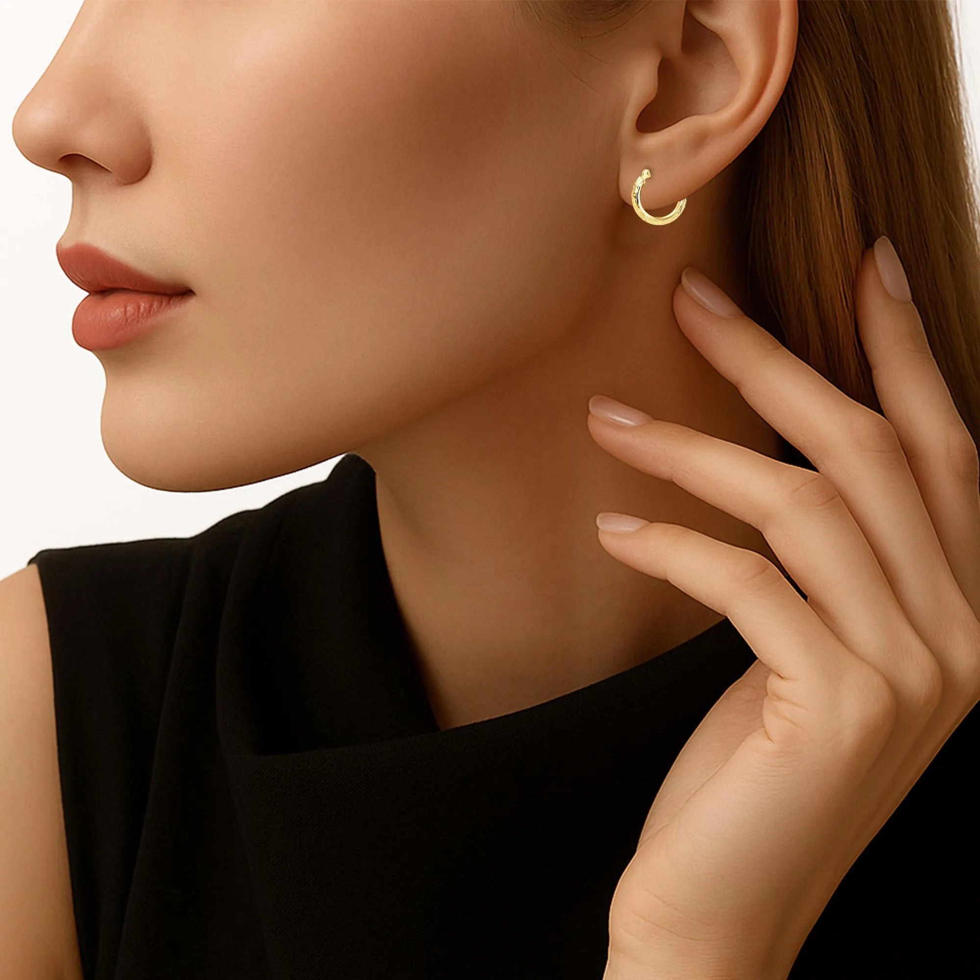 14K Solid Gold Small Hoops, Fancy Hand Engraved Hoop Earrings, 2Mm Thin, Designer Hoops Handmade by TILO Jewelry