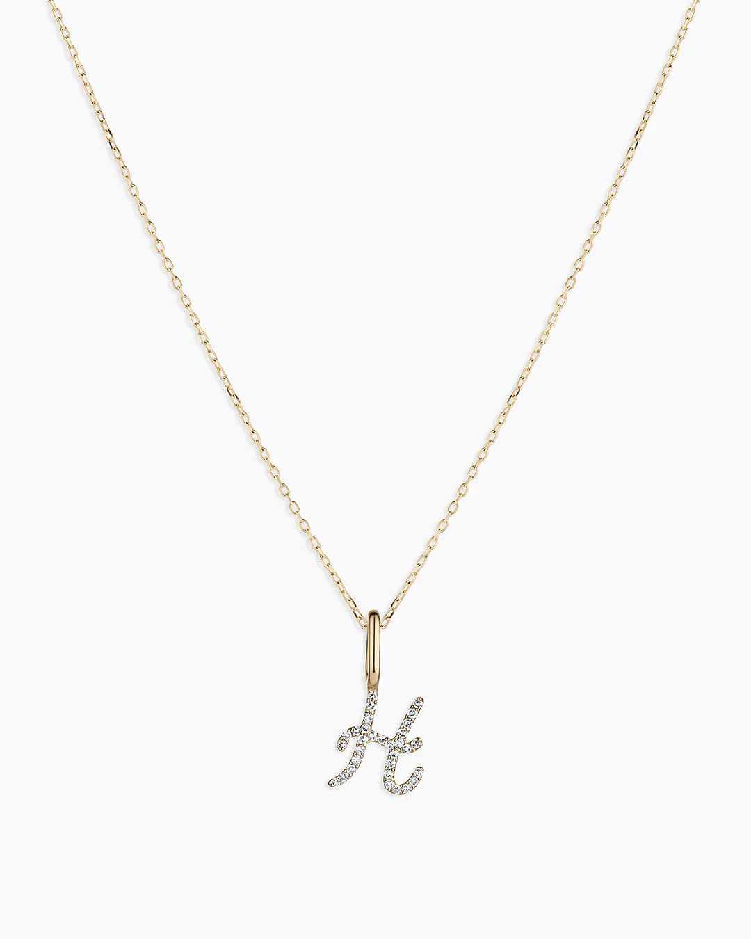 Diamond Script Alphabet Charm Necklace