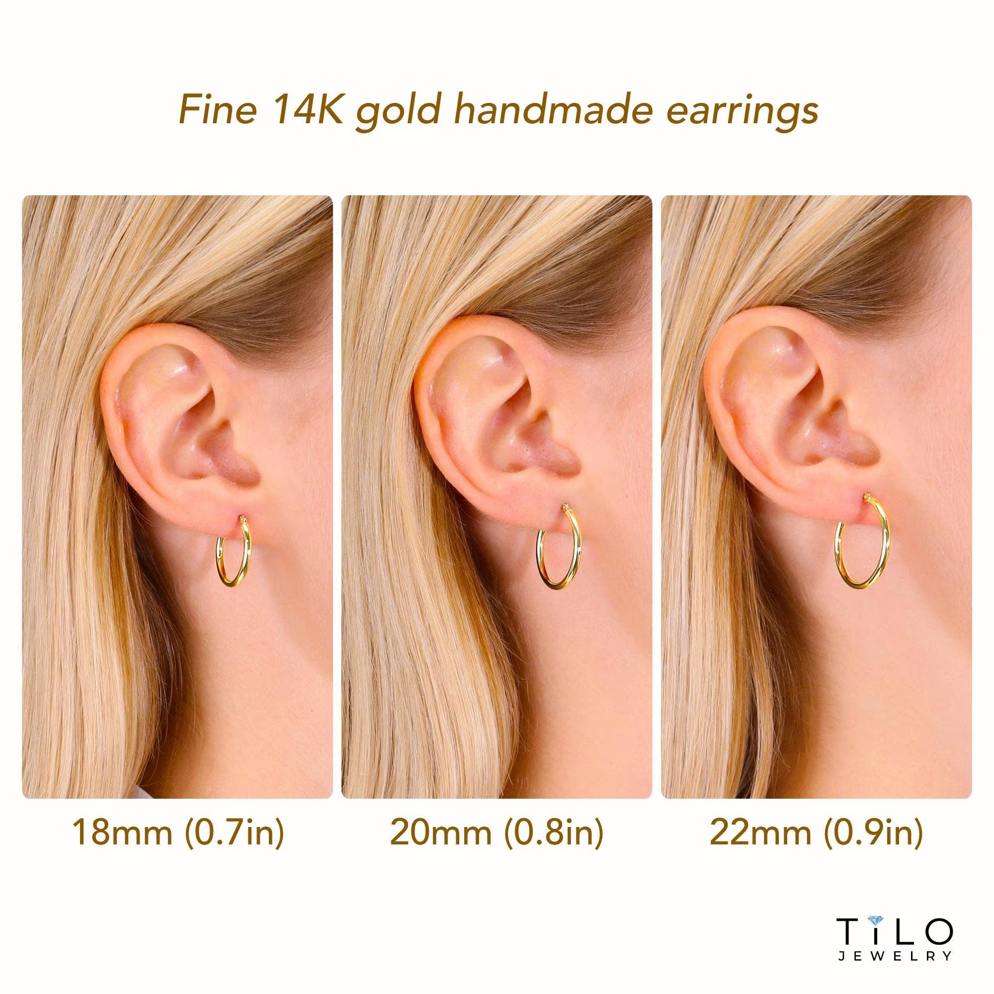 Elevate Your Style with Exquisite Handmade 14K Solid Yellow Gold Round Hoop Earrings.