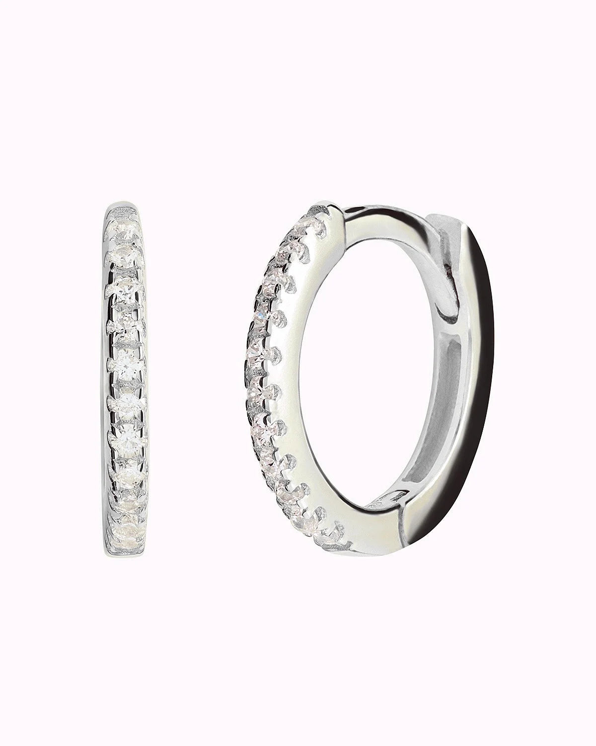 Dainty & Minimalist Pave CZ Huggie Hoop Earrings