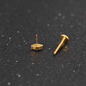 Premium Implant Grade Titanium Marquise Threadless Push Pin Labret Earrings - Flat Back Design for Comfort and Style.