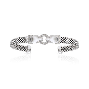 Sterling Silver Jaguar Cuff Italian Bracelet, Fits 6-7In