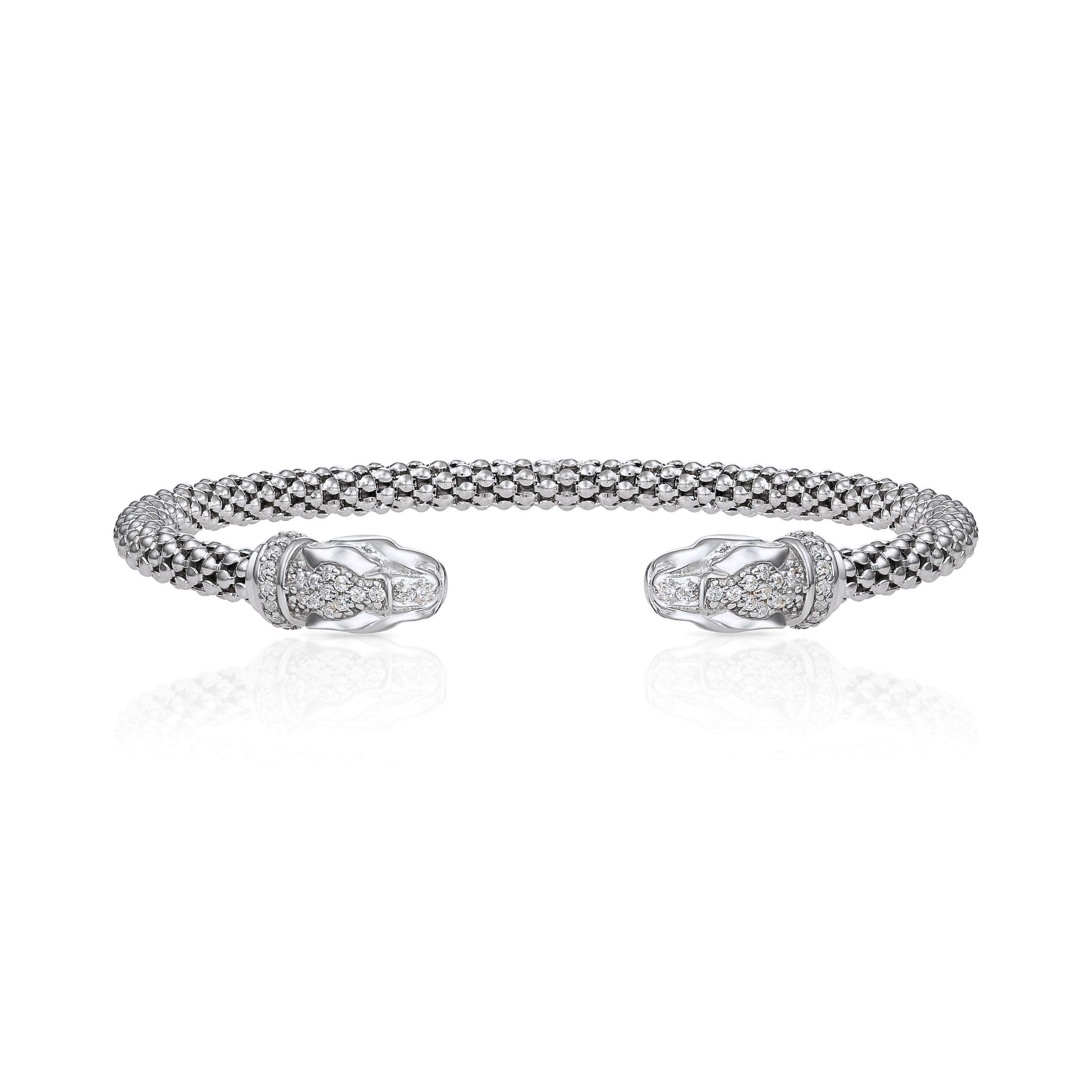Sterling Silver Jaguar Cuff Italian Bracelet, Fits 6 - 7 Inch Wrist