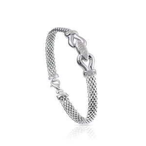 Sterling Silver CZ Italian Reversal Bracelet