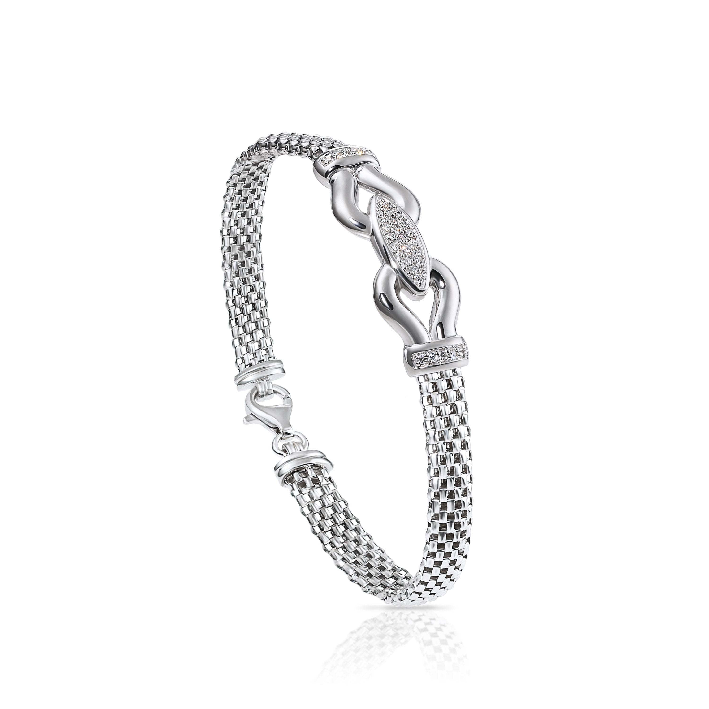 Sterling Silver CZ Italian Reversal Bracelet