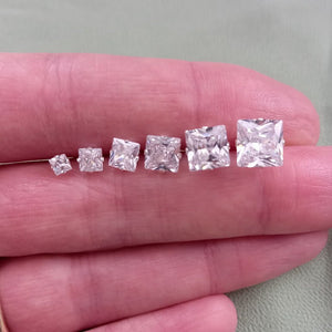 925 Sterling Silver Clear Square Cubic Zirconia Stud Earrings