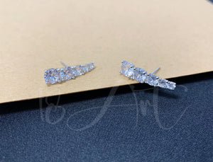 Diamond Ear Crawler,Stud Earrings,Dainty CZ Ear Climber Earrings,Cluster Stud Earring Women,Sterling Silver Bridesmaid Gifts for Her