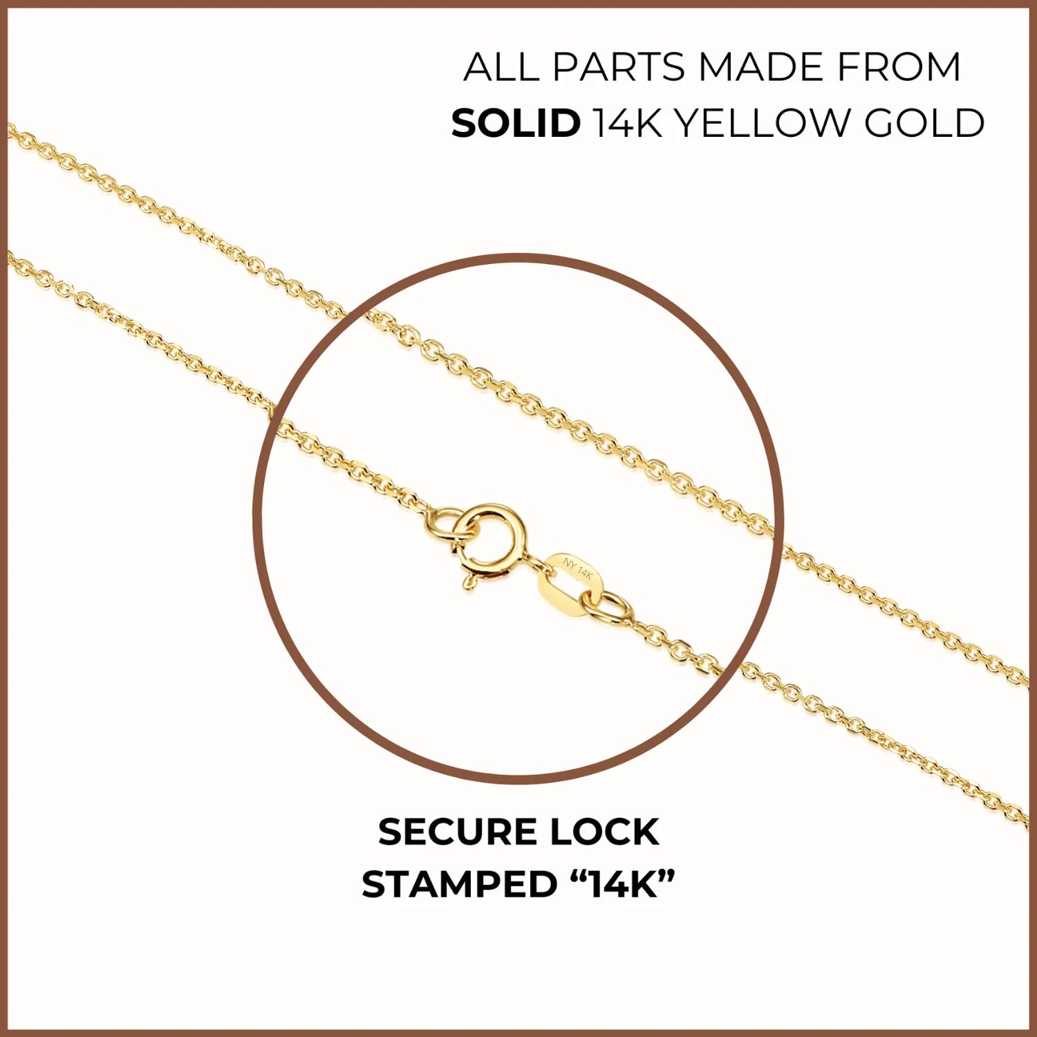 14K Gold Diamond Cut Cable Chain, Available in 14K Yellow or White Gold, Pendant Chain Necklace