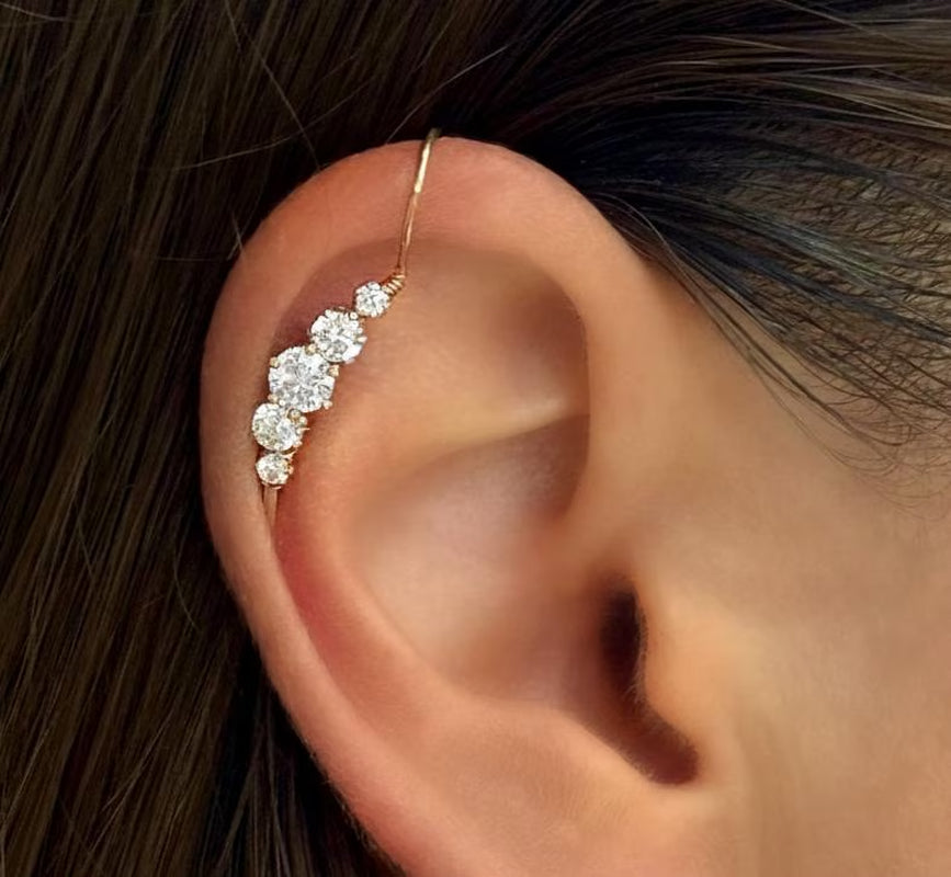 Cubic Zirconia Ear Cuff No Piercing – Handmade Silver Helix Wrap