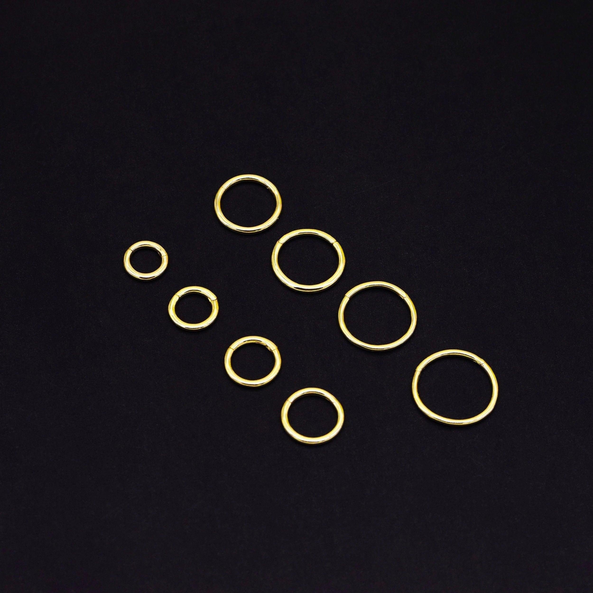 Elegant 14K Solid Gold Hinged Huggie Hoop Earrings & Nose Ring for Cartilage, Tragus, Helix, and Conch Piercings - Available in 16G & 18G.
