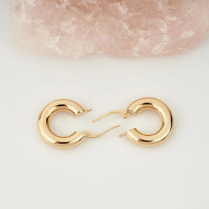 Stunning 14K Solid Gold Chunky Thick Hoop Earrings - Timeless Elegance.