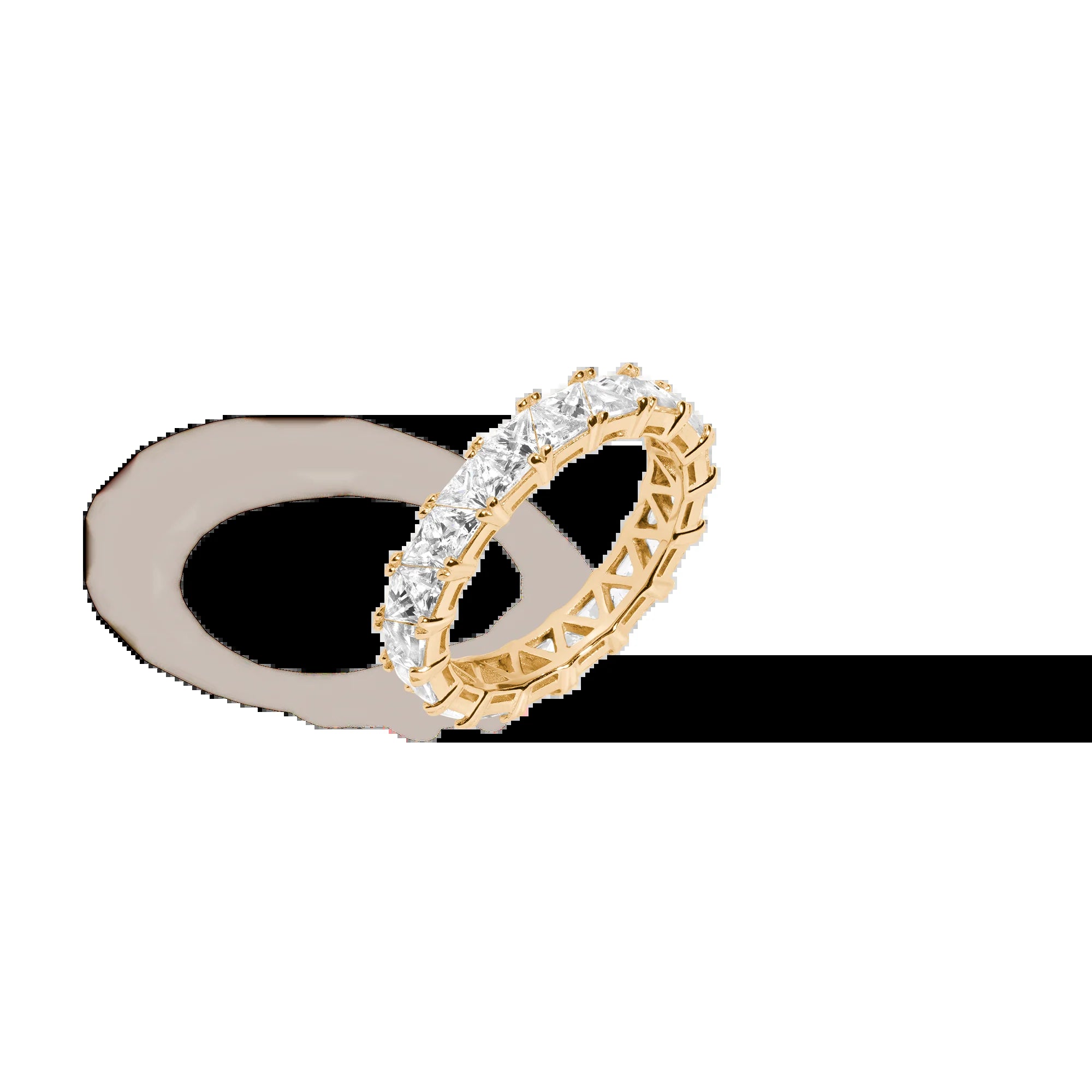 Lab Grown White Sapphire Trillion Eternity Ring NikNenz™ Premium Gold & Diamonds
