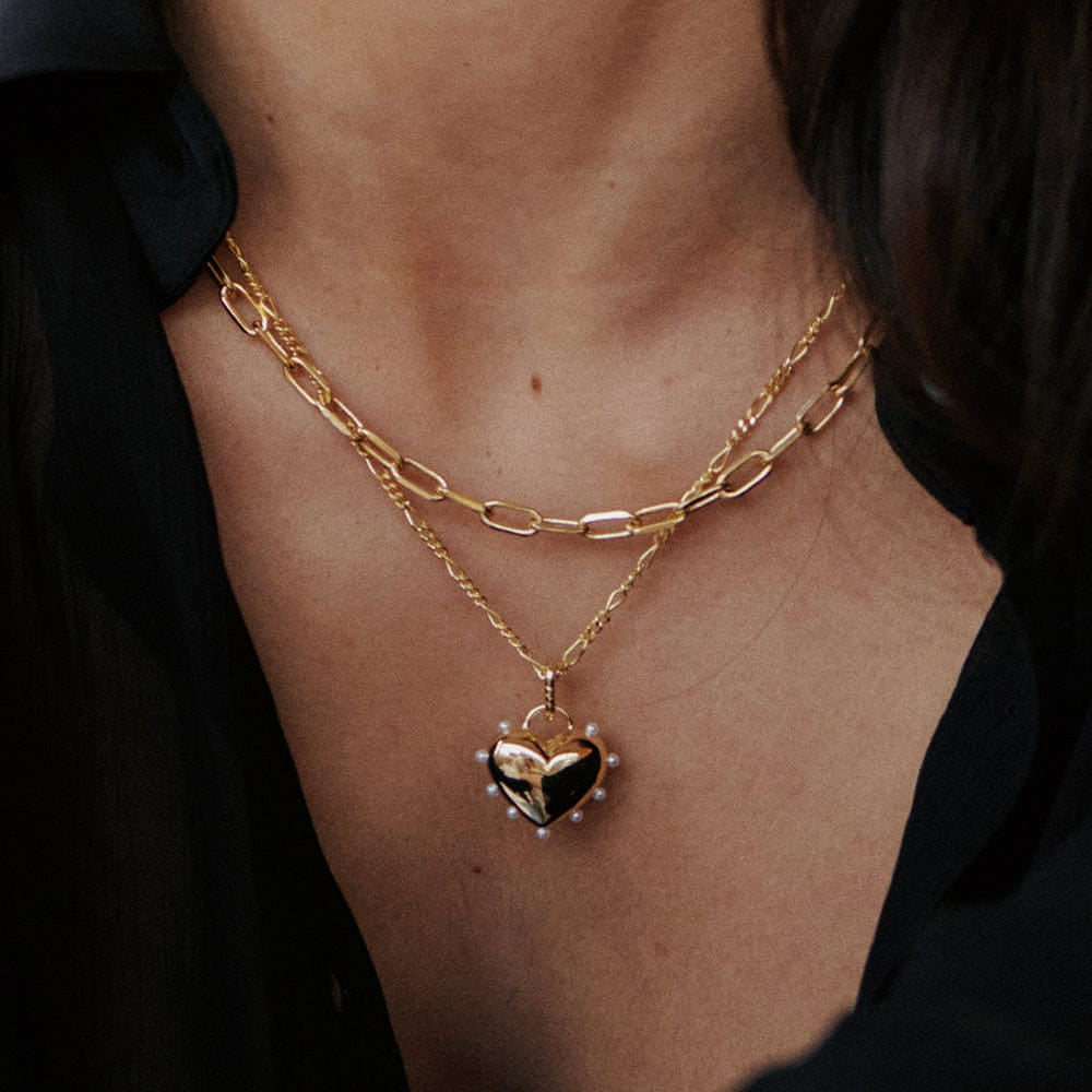 Shrimps Chubby Heart Necklace 18Ct Gold Plate