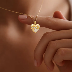 14K Solid Yellow Gold Heart Pendant, with 18" Cable Chain Necklace
