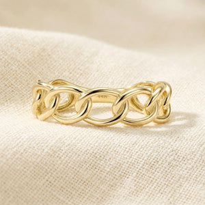 Bold 14K Gold Cuban Chain Ring – Luxurious Chunky Link Design, Perfect Gift for Birthdays and Everyday Elegance.