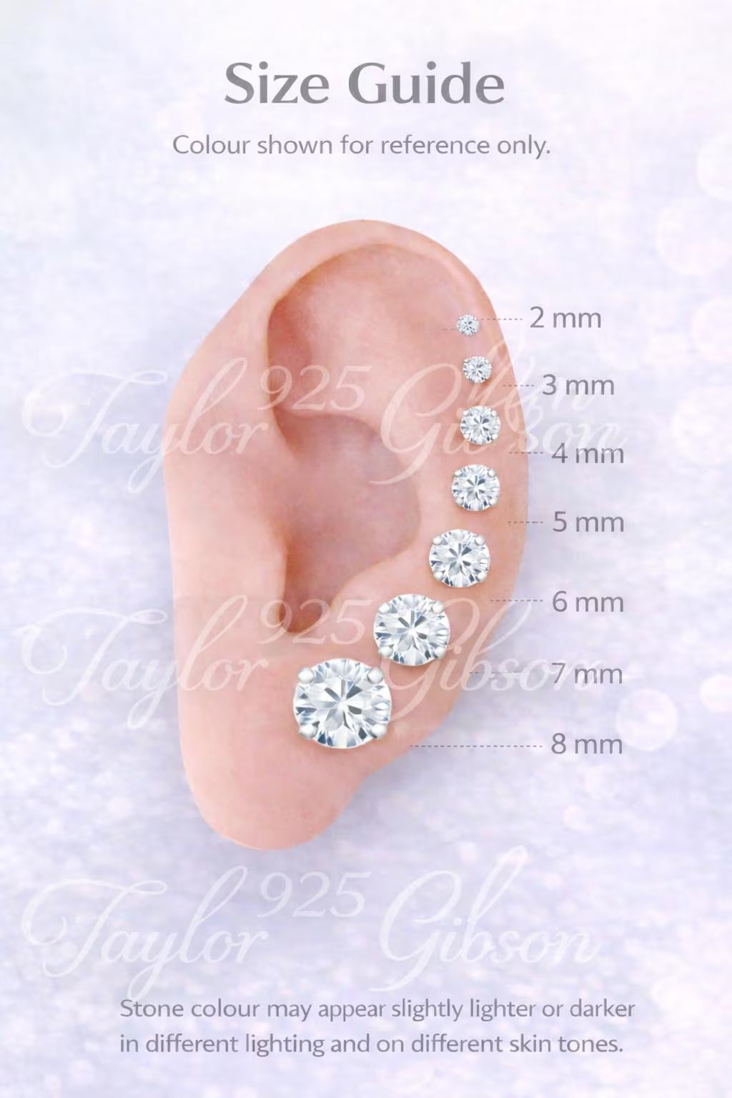 925 Sterling Silver round Earrings Studs Clear Tiny Small One Pair
