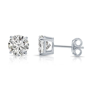 Sterling Silver Simulated Diamond Studs, with Secure Pushbacks