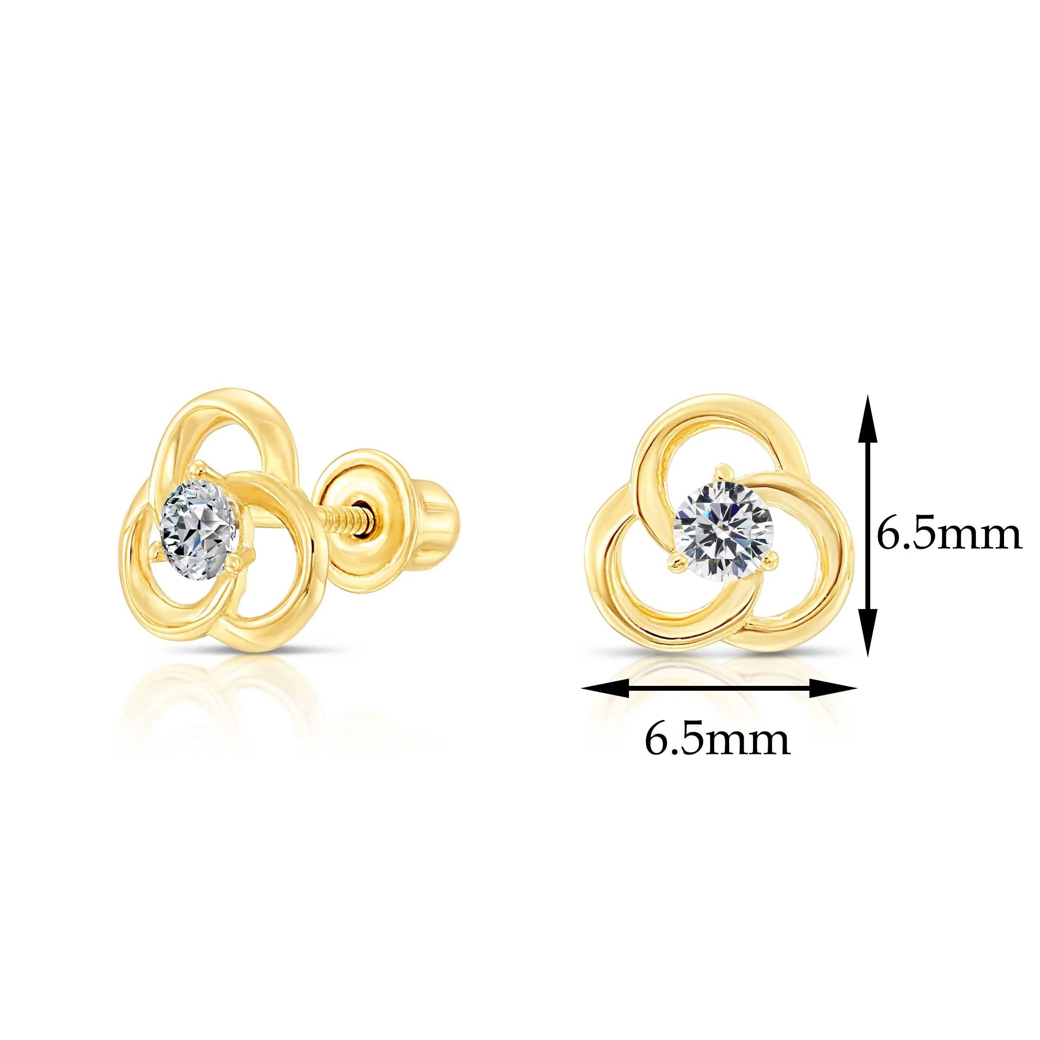 10K Yellow Gold Flower Stud Earrings
