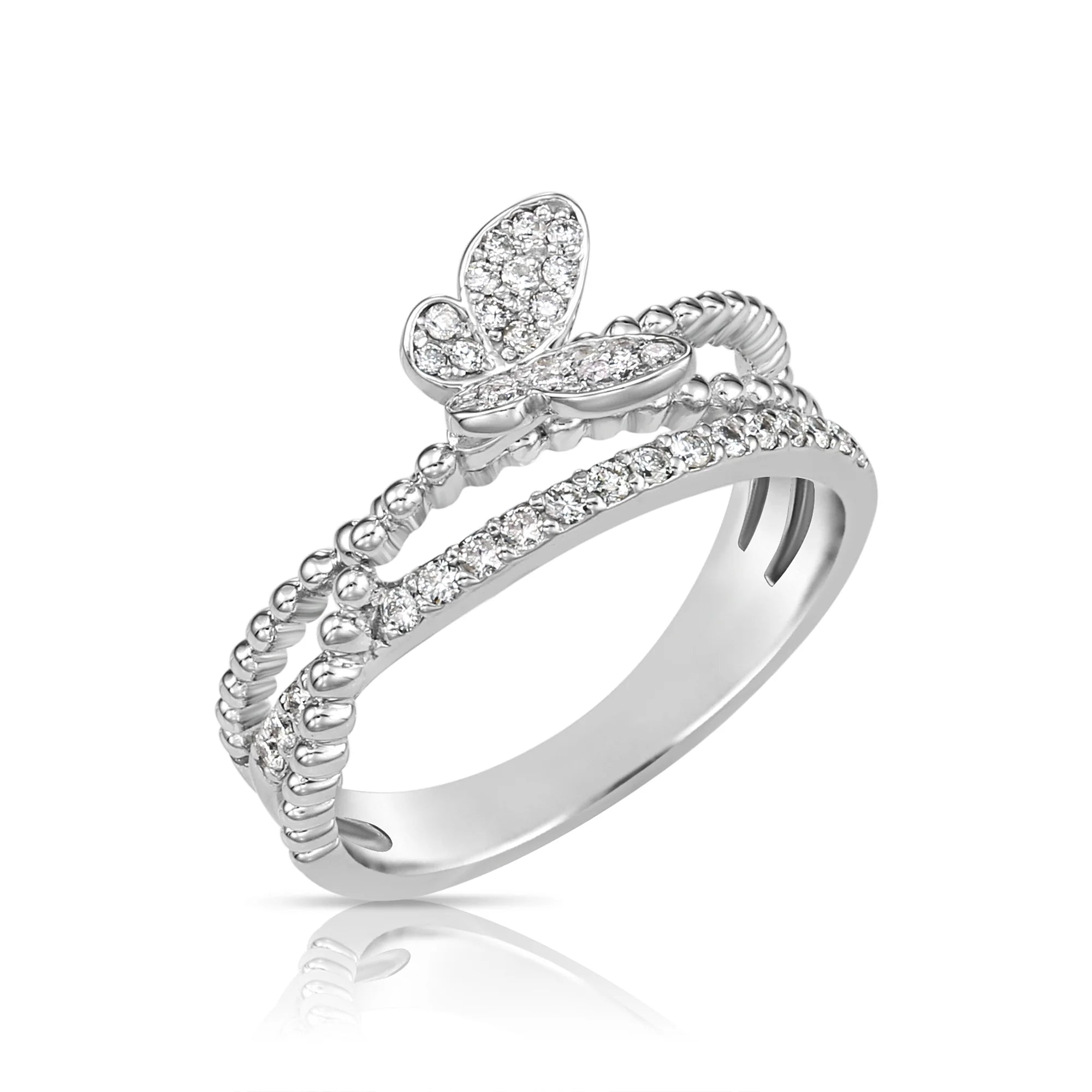 .31 Ct. T.W. Diamond Butterfly Ring in 14K White Gold