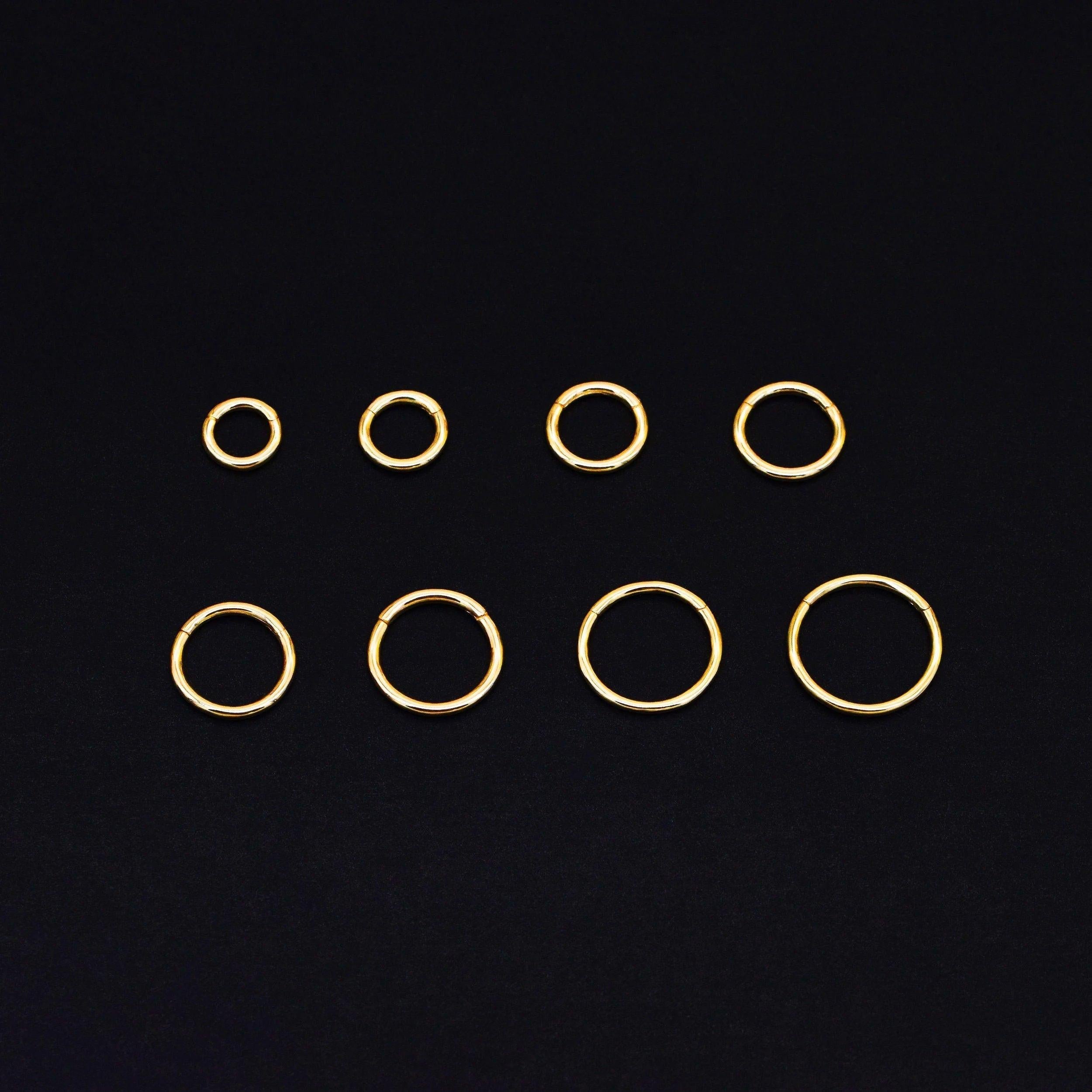 Elegant 14K Solid Gold Hinged Huggie Hoop Earrings & Nose Ring for Cartilage, Tragus, Helix, and Conch Piercings - Available in 16G & 18G.