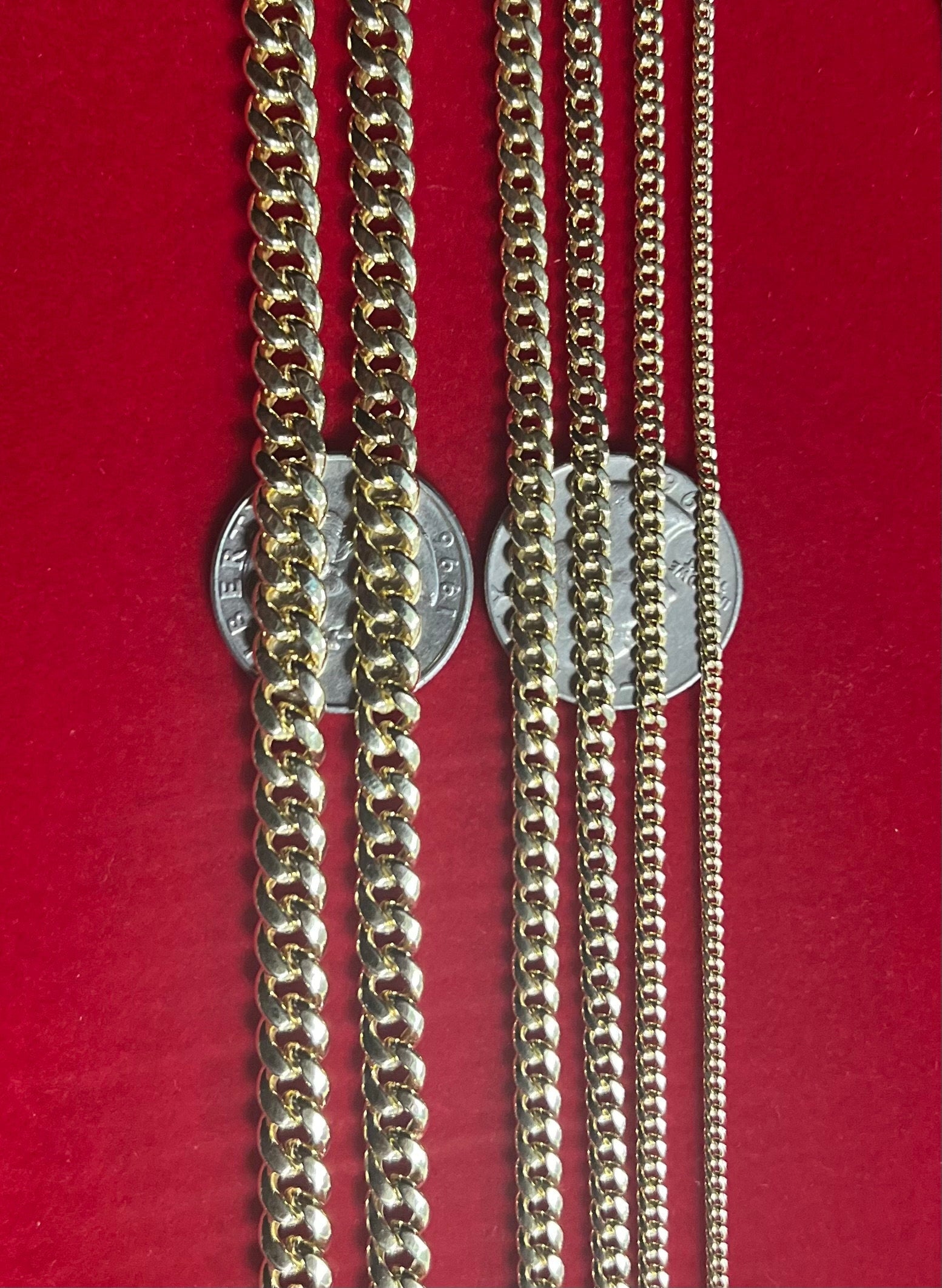 14K Real Gold Miami Cuban Link Chain Necklace 2Mm - 6.8Mm Inches Real 14K Yellow Gold,Man Gold Chain,Ladies Gold Chain, 14K Gold Chain