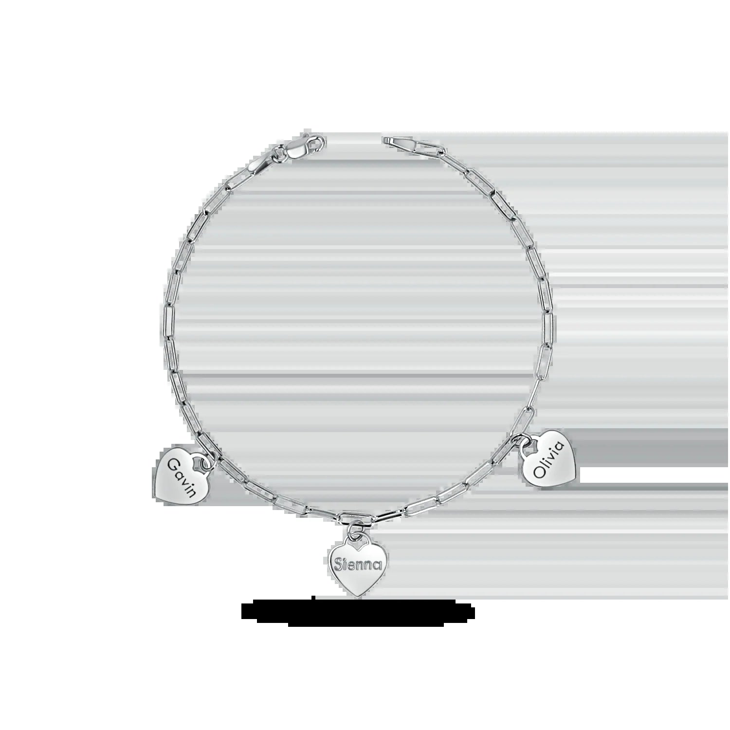 Custom Name Drop Heart Charm Bracelet
