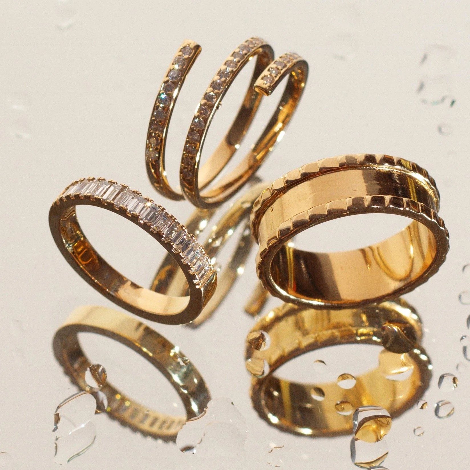 Bold Half Diamond Baguette Ring NikNenz™ Premium Gold & Diamonds