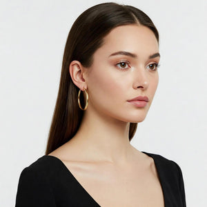 Stunning 14K Yellow Gold Large Hoop Earrings - Bold & Classy 1.75 Inch Design.