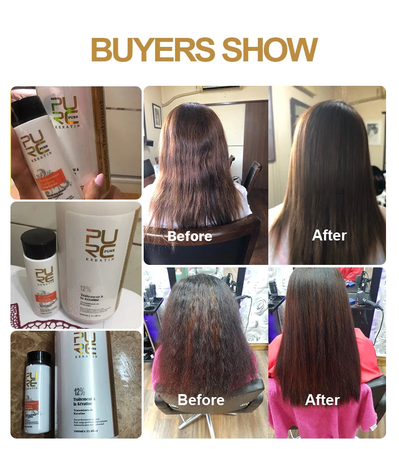 Professional Keratin Hair Treatment Cream Repair Damaged Hair Straightening Smoothing Soft Purifying Shampoo Set Hair Care