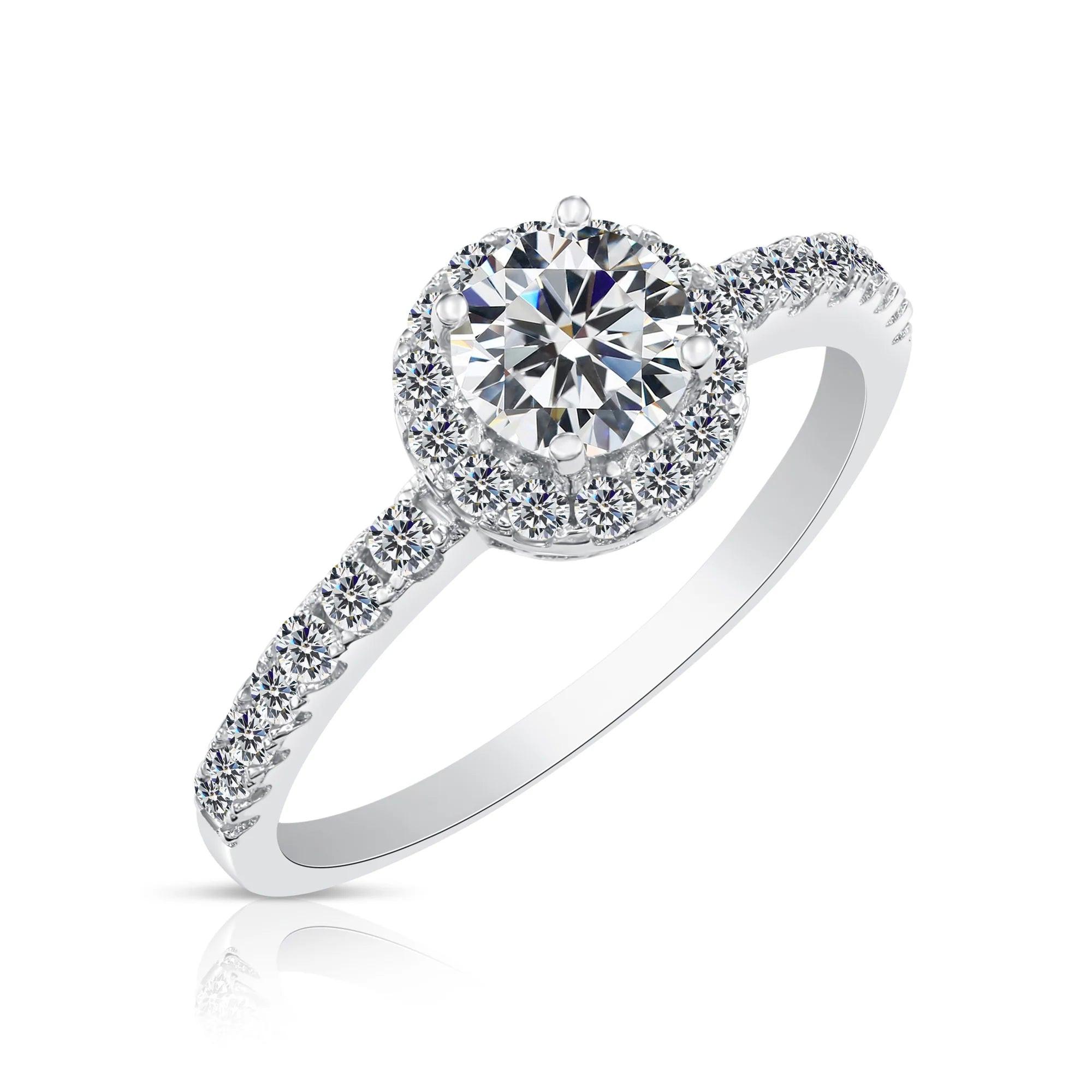 Timeless CZ Classic Solitaire Round Halo Engagement Ring – Perfect for Proposals, Weddings, and Anniversaries.