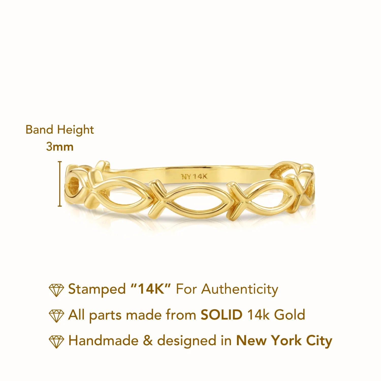 Elegant 14K Yellow Gold Ichthus Fish Ring – Perfect Meaningful Gift for Pisces Women, Birthdays & Everyday Luxury.